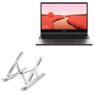 BoxWave Stand and Mount Compatible with Chuwi GemiBook X - Compact QuickSwitch Stand, Portable Multi Angle Viewing Foldable Riser - Metallic Silver