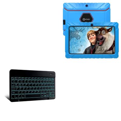 BoxWave Keyboard Compatible with Contixo V8 (7 in) - SlimKeys Bluetooth Keyboard - with Backlight, Portable Slim LED 7 Colors - Jet Black