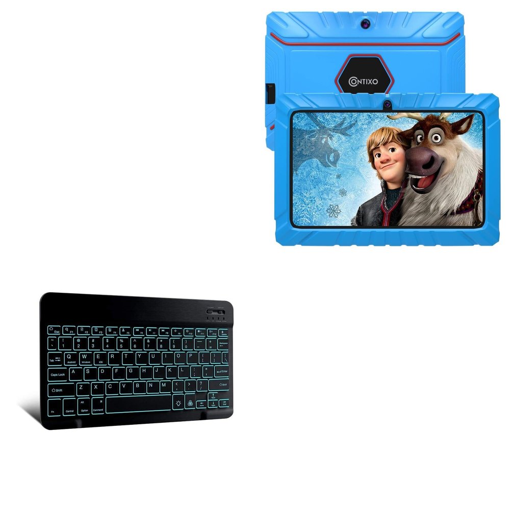 BoxWave Keyboard Compatible with Contixo V8 (7 in) - SlimKeys Bluetooth Keyboard - with Backlight, Portable Slim LED 7 Colors - Jet Black