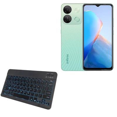 BoxWave Keyboard Compatible with Infinix Smart 7 HD - SlimKeys Bluetooth Keyboard - with Backlight, Portable Slim LED 7 Colors - Jet Black