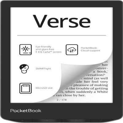 PocketBook Verse E-Readers | Eye-Friendly 6'' E-Ink Carta HD Touchscreen | Adjustable SMARTlight | Up to 1 Month of Battery Life | WiFi & Memory Card Slot | E-Book Reader in Misty Grey