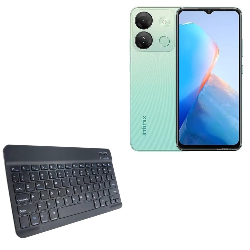 BoxWave Keyboard Compatible with Infinix Smart 7 HD - SlimKeys Bluetooth Keyboard, Portable Thin with Chiclet-Style Keys - Jet Black