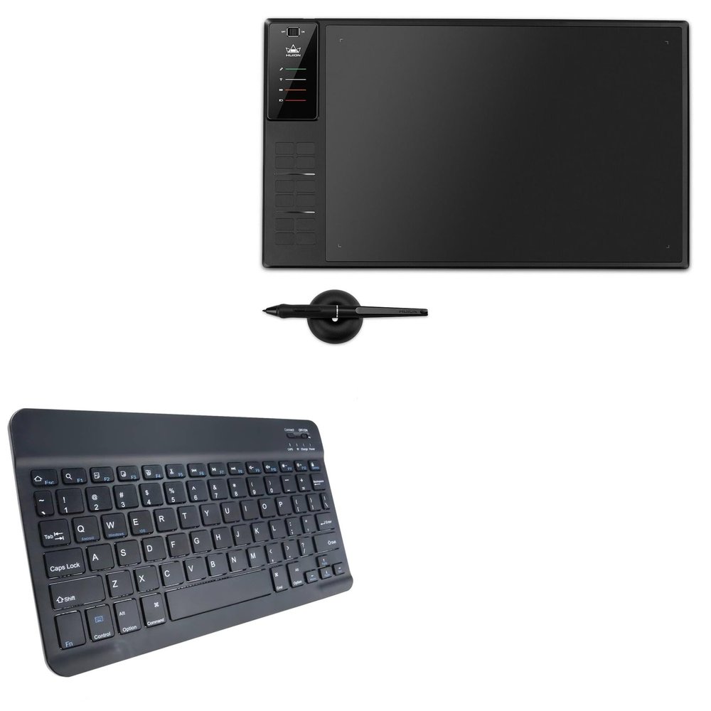 BoxWave Keyboard Compatible with Huion Inspiroy WH1409 V2 - SlimKeys Bluetooth Keyboard, Portable Thin with Chiclet-Style Keys - Jet Black