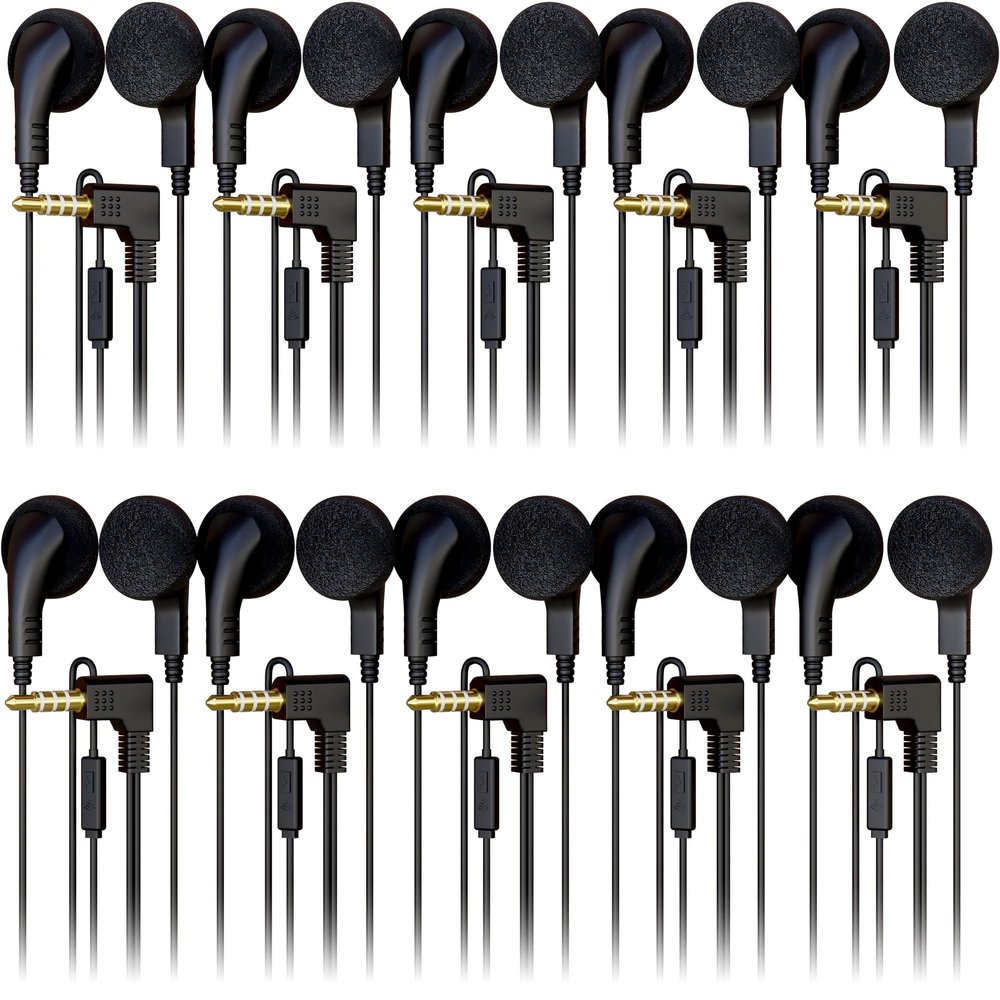 1000 Pack Bulk Wired in-Ear Earphone Headphones with Microphone, Remote Controller, 3.5mm Connector and Sponge Covers, Black