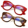 V.W.E. 2 Pairs Women Reading Glasses Blue Light Blocking, UV Ray Glare Computer Readers Bold Round (1 Tortoise 1 Red, 2.50) view 2