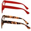 V.W.E. 2 Pairs Women Reading Glasses Blue Light Blocking, UV Ray Glare Computer Readers Bold Round (1 Tortoise 1 Red, 2.50) view 3