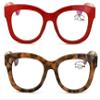 V.W.E. 2 Pairs Women Reading Glasses Blue Light Blocking, UV Ray Glare Computer Readers Bold Round (1 Tortoise 1 Red, 2.50) view 4