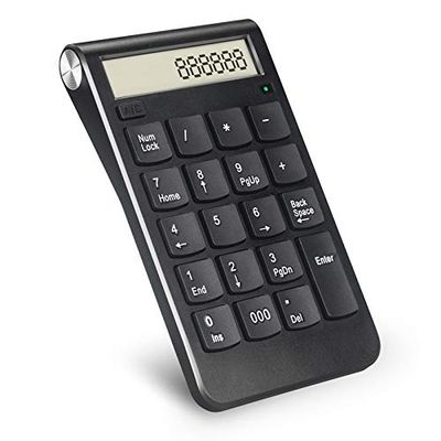 Sanpyl Numeric Keypad with LCD Display, 2.4G Number Pad Calculator Function Accounting Digital Keyboard, USB Receiver, for Laptop, PC, Desktop, Notebook (Black)