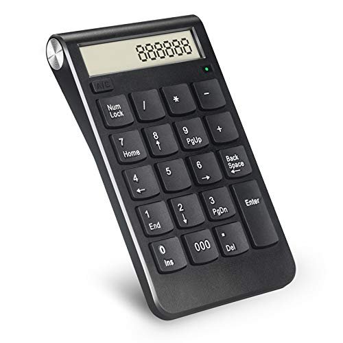 Sanpyl Numeric Keypad with LCD Display, 2.4G Number Pad Calculator Function Accounting Digital Keyboard, USB Receiver, for Laptop, PC, Desktop, Notebook (Black)