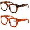 V.W.E. 2 Pairs Women Reading Glasses Blue Light Blocking, UV Ray Glare Computer Readers Bold Round (1 Tortoise 1 Orange, 3.00) view 1