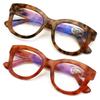 V.W.E. 2 Pairs Women Reading Glasses Blue Light Blocking, UV Ray Glare Computer Readers Bold Round (1 Tortoise 1 Orange, 3.00) view 2