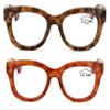 V.W.E. 2 Pairs Women Reading Glasses Blue Light Blocking, UV Ray Glare Computer Readers Bold Round (1 Tortoise 1 Orange, 3.00) view 4