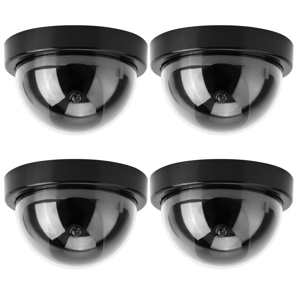 Tbest Fake Camera,Outdoor Camera Dummy Security Cameras Fake D,Surveillance Cameras 4Pcs Dome Simulation Camera CCTV Dummy Fake Security Camera with Flashing Led Light(White)(Black)
