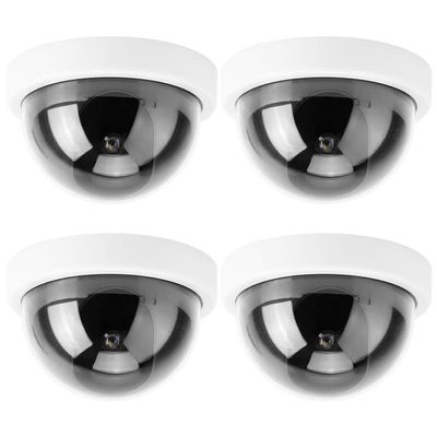 Tbest Fake Security Camera White, Outdoor Camera Dummy Security Cameras,Surveillance Cameras 4Pcs Dome Simulation Camera CCTV Dummy Fake Security Camera with Flashing Led Light(White)