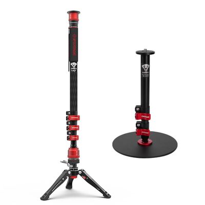 IFOOTAGE Cobra 3 Carbon Fiber Monopod with Pedal and Cobra 2 Round Base Monopod,Portable Travel Monopod with Feet, Max Load 17.64 lbs, Compatible with Sony Canon Nikon DSLR Camera, C180F-P