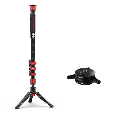 IFOOTAGE 71" Professional Monopod and Quick Release Plate, Carbon Fiber Monopod for DSLR Cameras, Portable Travel Camera Monopod with feet Max Load 17.64 lbs, Cobra 3 C180F,Seastar Q1S