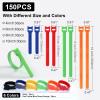 150PCS Cable Ties, 4+6+8+10 inch Multi-Colour Straps for Cable Management, Adjustable Fastening Cord Wraps, Multi-Purpose Reusable Hook and Loop for Home, Office and Garage view 2
