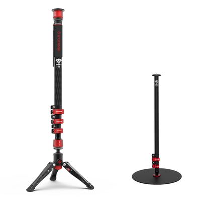 IFOOTAGE 71" Professional Monopod and Round Base Monopod, Carbon Fiber Monopod for DSLR Cameras, Portable Travel Camera Monopod with feet Max Load 17.64 lbs, Cobra 3 C180F,Vlogging(RB-A300)