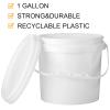 Gerrii 24 Pcs White Heavy Duty Bucket 1 Gallon Plastic Buckets with Lids and Handle All Purpose Pail Round Plastic Tub for Food Ice Cream Soup Storage Paint Art Craft Projects Organization(1 Gallon) view 3