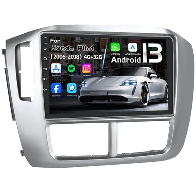 [8Core 4+32G] Android 13 Car Radio Stereo for Honda Pilot 2006 2007 2008: 9" 1280 * 800 HD Touch Screen Accessories with Bluetooth5.0 FM 36EQ 5GWIFI Backup Camera Carplay Android Auto GPS