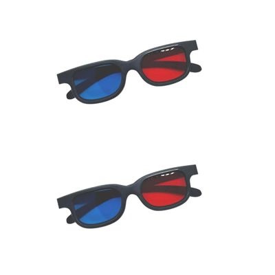 Red-Blue 3D Viewing Glasses for Viewing 3D Movies/Games and Pictures in Red-Blue Formats, Compatible with Ordinary Computer Monitors/TVs/Projectors (2pcs)