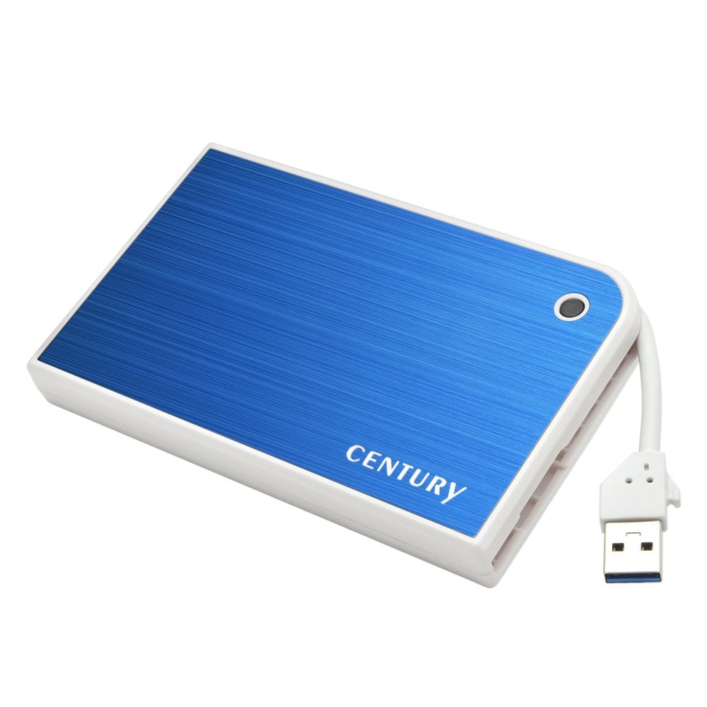 Century CMB25U3BL6G_FP USB 3.2 Gen.1 Connection 2.5 Inch SATA Hard Drive Case Mobile Box Blue & White