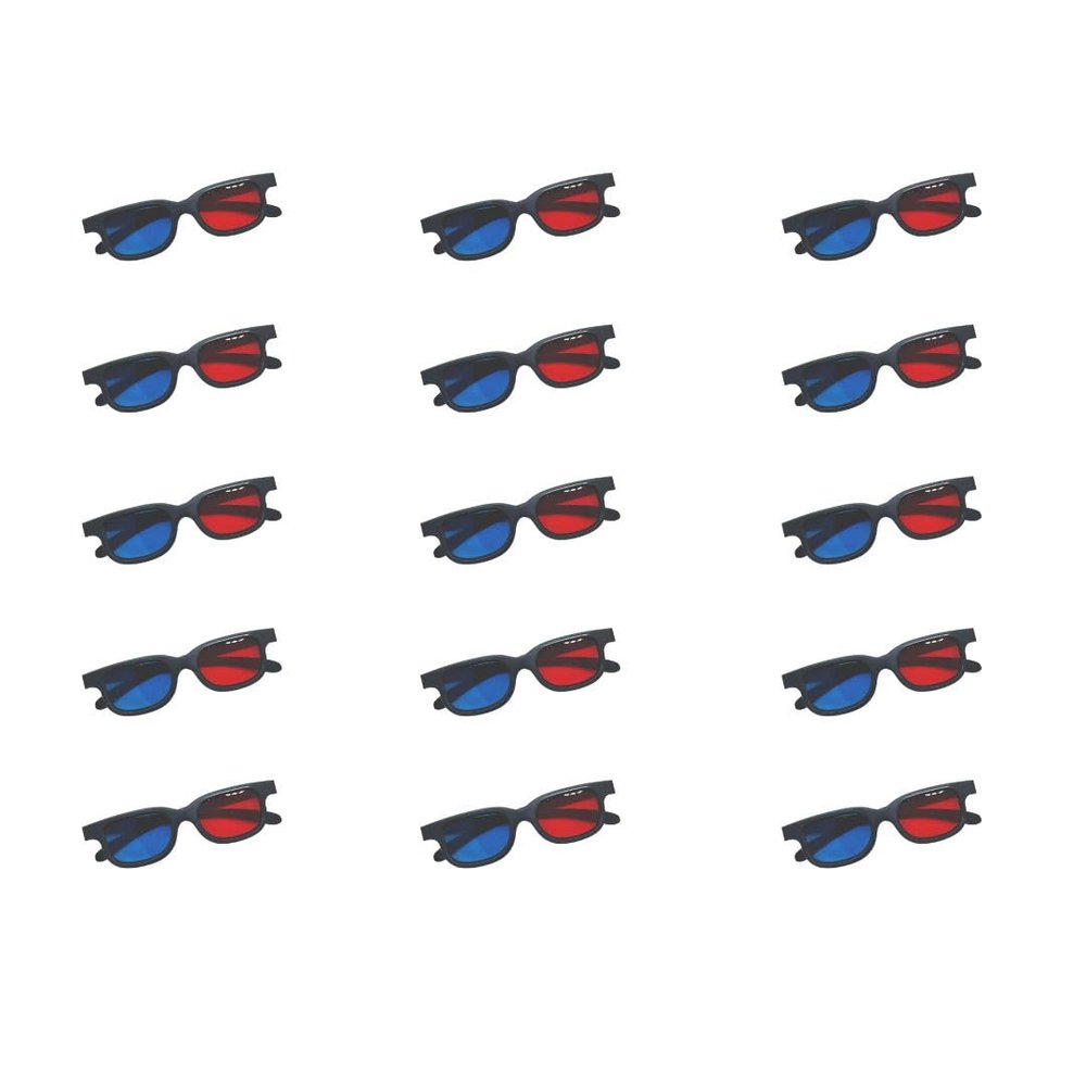 Red-Blue 3D Viewing Glasses for Viewing 3D Movies/Games and Pictures in Red-Blue Formats, Compatible with Ordinary Computer Monitors/TVs/Projectors (15pcs)
