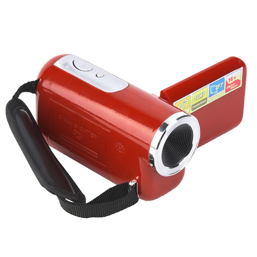 ASHATA Portable Digital Camcorder for Kids, 16X Digital Video Camera with TFT LCD Sceen 16X Zoom Suitable for Birthday, Christmas, Etc (Red)