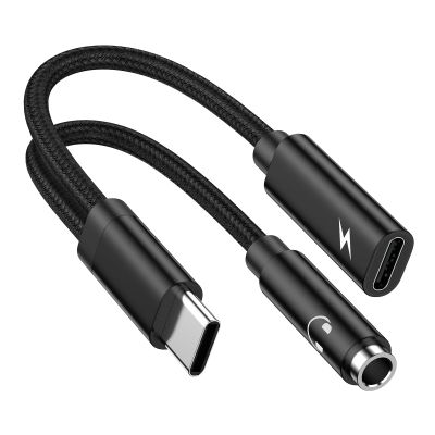 2 in 1 Samsung USB Type C to 3.5mm Headphone and Charger Adapter for Galaxy S23/S22/S21/S24,60W PD USB C to Aux Audio Jack Dongle Cable Android Phone Fast Charging Cord for iPhone 15,Google Pixel 8a/7