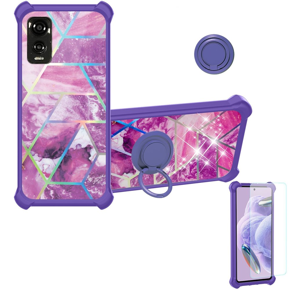 Case for DIALN X65 Case Compatible with DIALN X65 Phone Case Cover [with Tempered Glass Screen Protector][Ring Support][Colorful Reflect Light] IMDZ-ZS