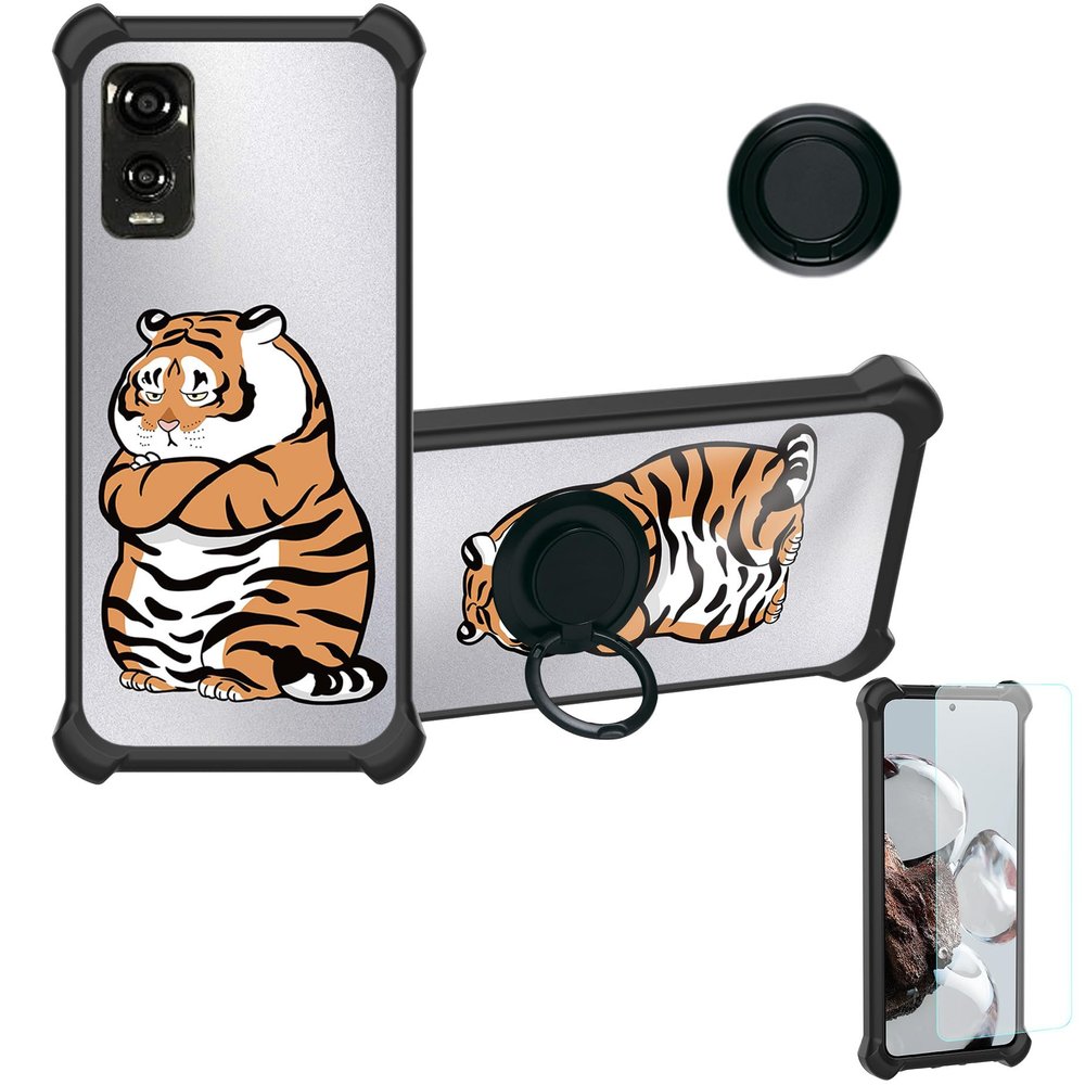 Case for DIALN X65 Case Compatible with DIALN X65 Phone Case Cover [with Tempered Glass Screen Protector][Ring Support][Silver Reflect Light] DYH-PH
