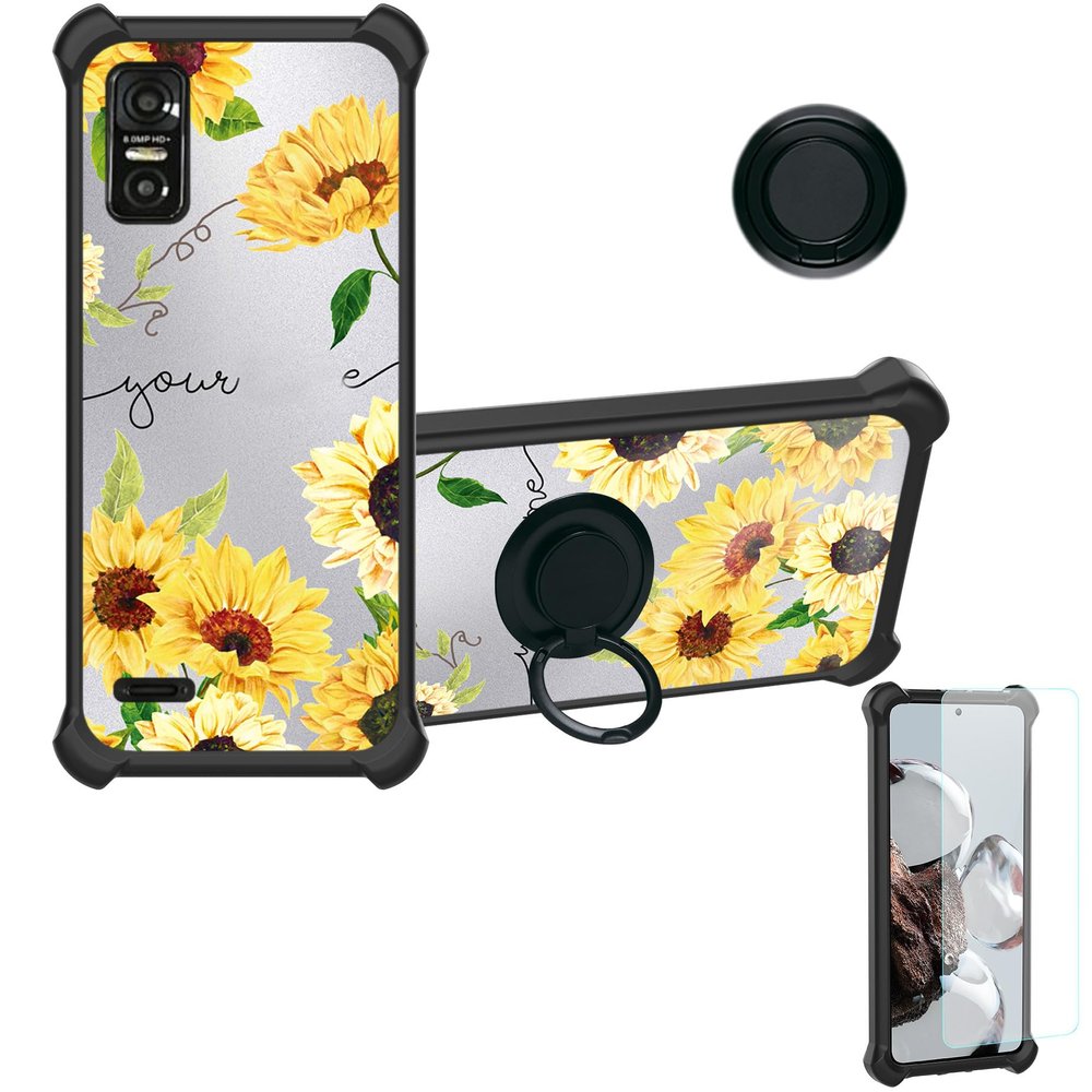 Case for DIALN X62 Case Compatible with DIALN X62 Phone Case Cover [with Tempered Glass Screen Protector][Ring Support][Silver Reflect Light] DYH-XRK