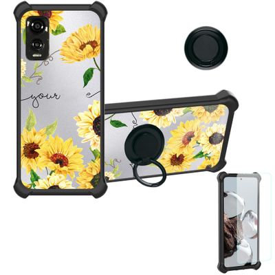 Case for DIALN X65 Case Compatible with DIALN X65 Phone Case Cover [with Tempered Glass Screen Protector][Ring Support][Silver Reflect Light] DYH-XRK