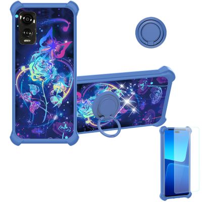 Case for DIALN X65 Case Compatible with DIALN X65 Phone Case Cover [with Tempered Glass Screen Protector][Ring Support][Colorful Reflect Light] IMDL-LMG
