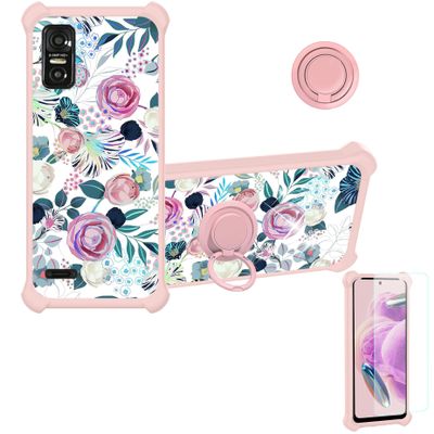 Case for DIALN X62 Case Compatible with DIALN X62 Phone Case Cover [with Tempered Glass Screen Protector][Ring Support][Colorful Reflect Light] IMDF-HUA3