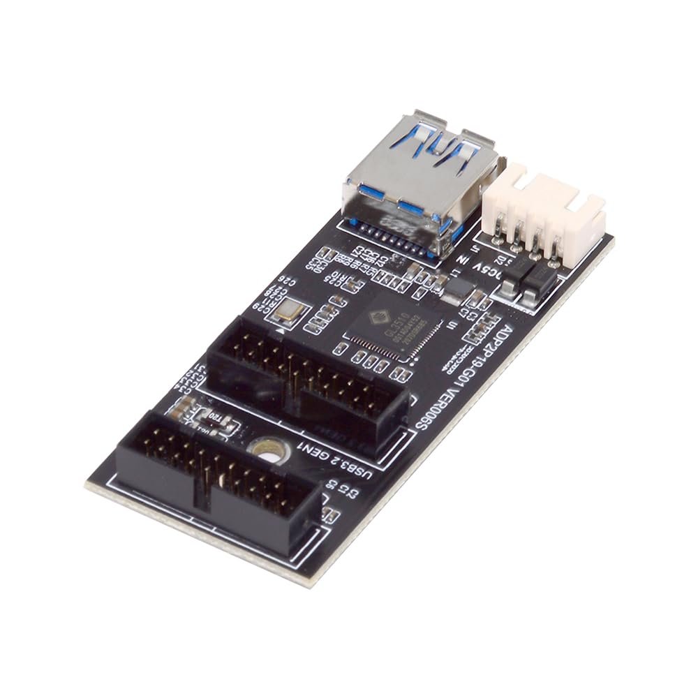 NFHK Single 19/20Pin Header to USB 3.0 19/20Pin Dual Ports Female PCBA Type Adapter Splitter HUB 5Gbps