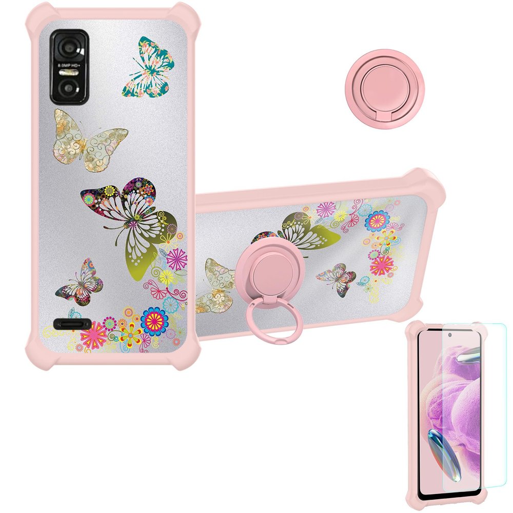 Case for DIALN X62 Case Compatible with DIALN X62 Phone Case Cover [with Tempered Glass Screen Protector][Ring Support][Silver Reflect Light] DYF-CSD