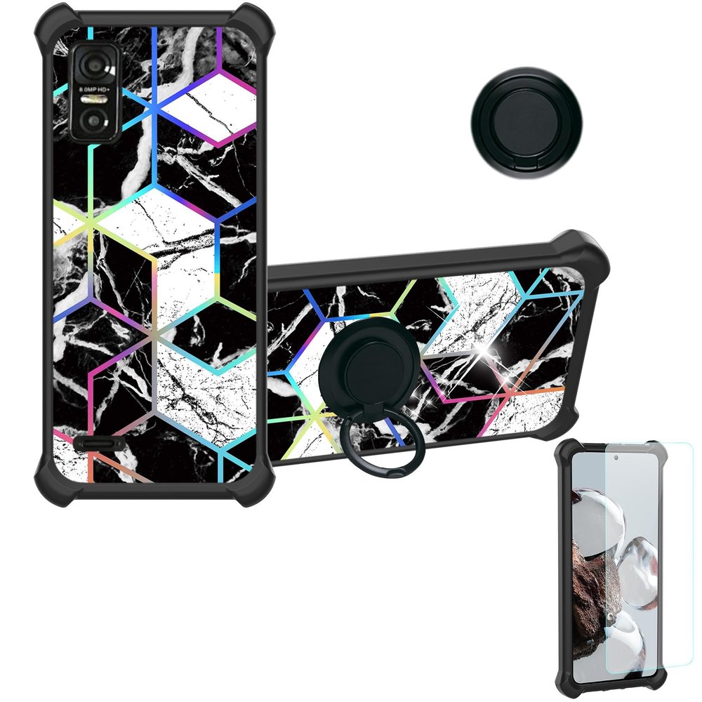 Case for DIALN X62 Case Compatible with DIALN X62 Phone Case Cover [with Tempered Glass Screen Protector][Ring Support][Colorful Reflect Light] IMDH-HS