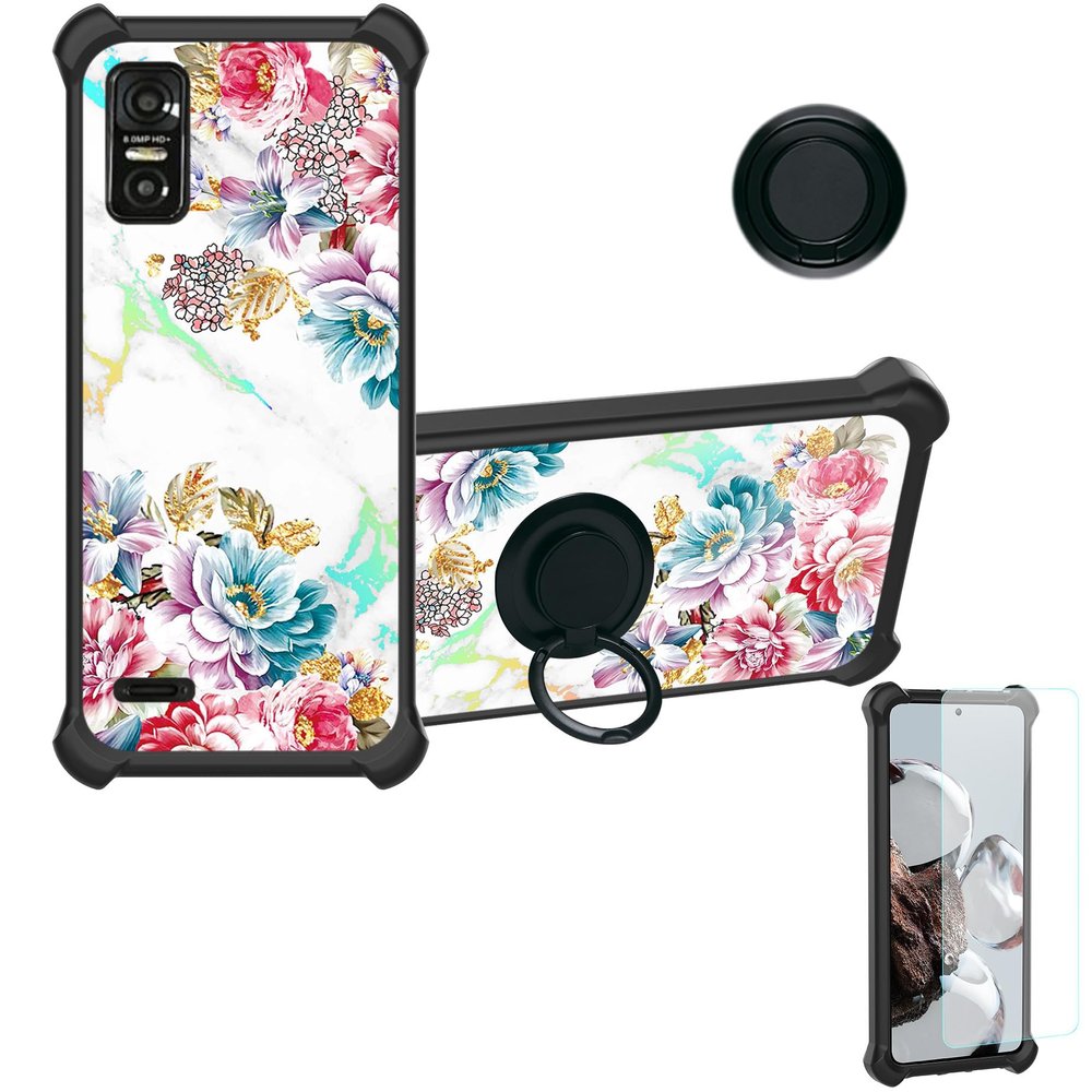 Case for DIALN X62 Case Compatible with DIALN X62 Phone Case Cover [with Tempered Glass Screen Protector][Ring Support][Colorful Reflect Light] IMDH-MDH