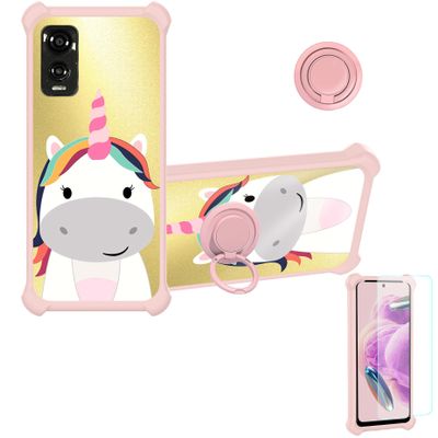 Case for DIALN X65 Case Compatible with DIALN X65 Phone Case Cover [with Tempered Glass Screen Protector][Ring Support][Golden Reflect Light] DJF-DJS
