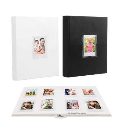 2 Packs 128 Pockets Photo Album with Writing Space, Front Window, Polaroid Photo Albums 3 Inch Compatible with Fujifilm Instax Mini 12 11 9 8 7s 99 40(White+Black)