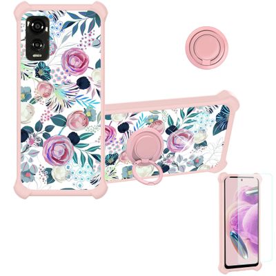 Case for DIALN X65 Case Compatible with DIALN X65 Phone Case Cover [with Tempered Glass Screen Protector][Ring Support][Colorful Reflect Light] IMDF-HUA3