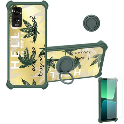 Case for DIALN X65 Case Compatible with DIALN X65 Phone Case Cover [with Tempered Glass Screen Protector][Ring Support][Golden Reflect Light] DJL-SY