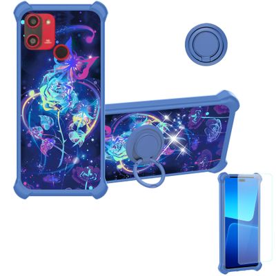 jioeuinly Case for Vortex HD65 Case Compatible with Vortex HD65 Phone Case Cover [with Tempered Glass Screen Protector][Ring Support][Colorful Reflect Light] IMDL-LMG
