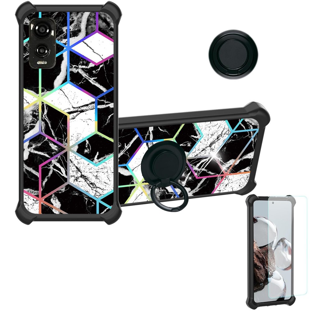 Case for DIALN X65 Case Compatible with DIALN X65 Phone Case Cover [with Tempered Glass Screen Protector][Ring Support][Colorful Reflect Light] IMDH-HS