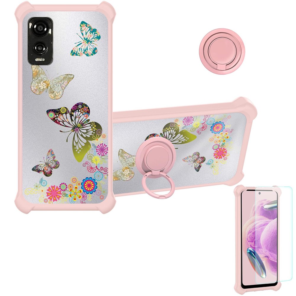 Case for DIALN X65 Case Compatible with DIALN X65 Phone Case Cover [with Tempered Glass Screen Protector][Ring Support][Silver Reflect Light] DYF-CSD
