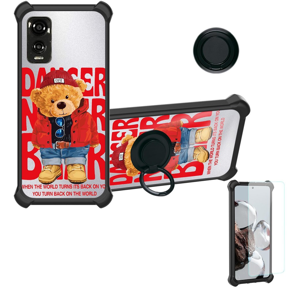 Case for DIALN X65 Case Compatible with DIALN X65 Phone Case Cover [with Tempered Glass Screen Protector][Ring Support][Silver Reflect Light] DYH-KX