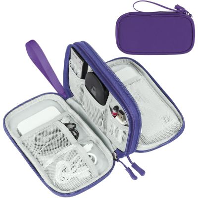 FYY Electronic Organizer, Travel Cable Organizer Bag Pouch Electronic Accessories Carry Case Portable Waterproof Double Layers All-in-One Storage Bag for Cable, Cord, Charger, Phone, Earphone Purple