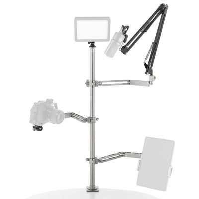 AMBITFUL Live Broadcast Boom Arm, Desktop Camera Mount, Webcam Mount, Microphone Boom, Laptop Stand for Webcam, Camera, Laptop, LED Light, Podcasting