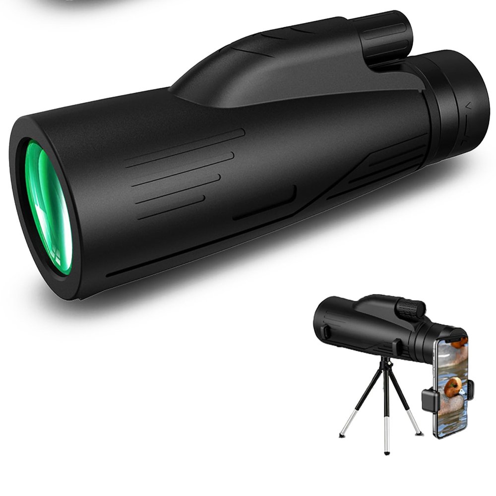 HD Monocular Telescope with Smartphone - High Power Monocular with Adapter Lightweight BAK-4 Prism & FMC Lens Monoculars for Bird Watching Hiking Travel